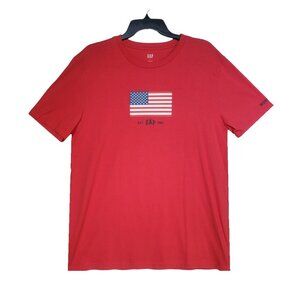 ⭐GAP Men's L American USA Flag Graphic T-Shirt Patriotic Red Cotton Short Sleeve